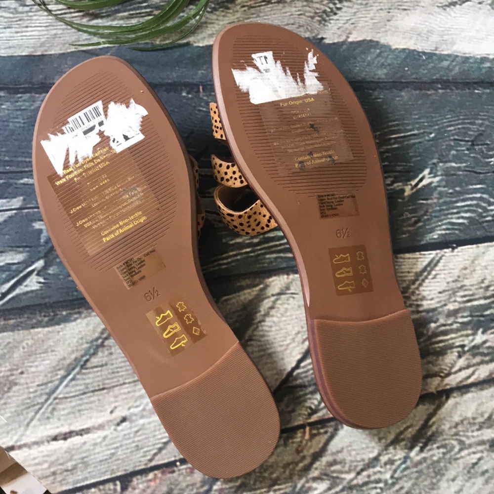 🏇Madewell Tan Leopard-Print Wavy Strap Slide Sandals - Picture 6 of 9